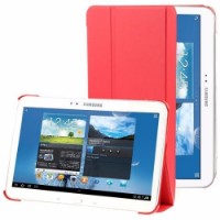 Red 3-Folding Leather Samsung Galaxy Tab 4 10.1 Case